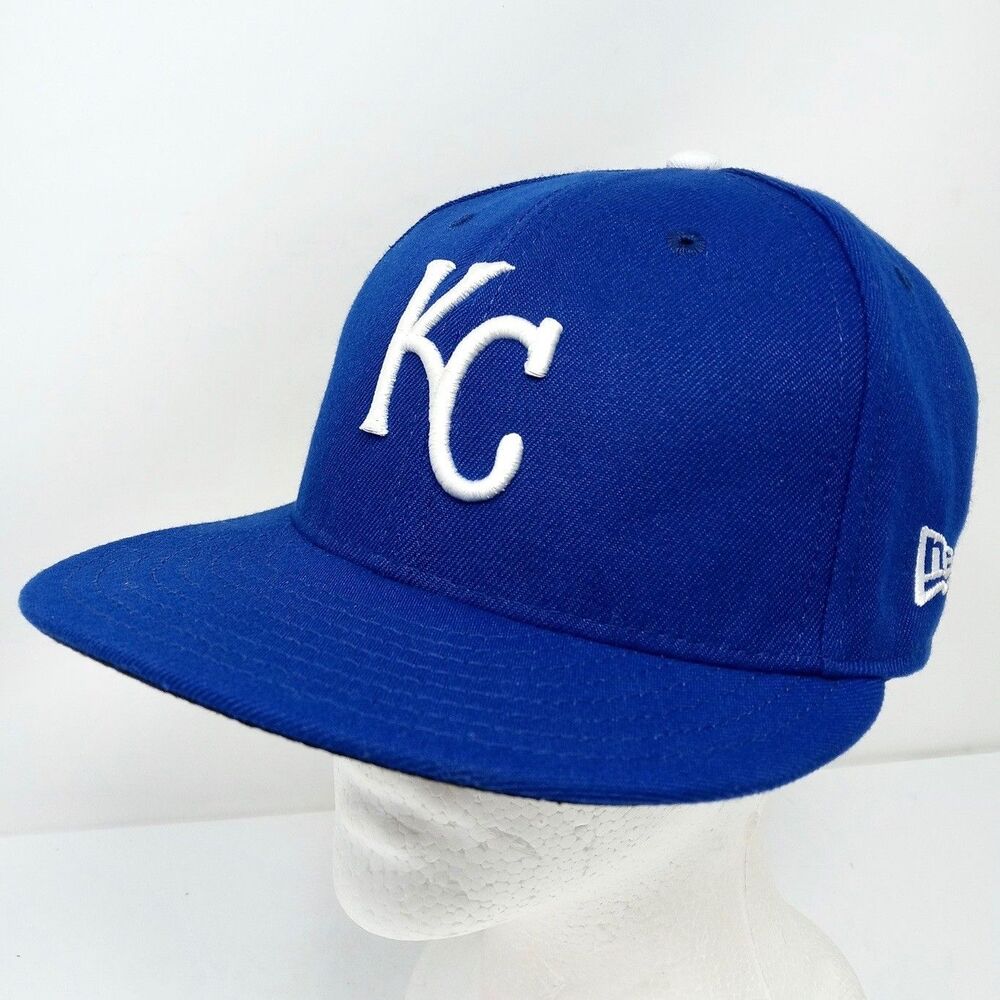 Kansas City Royals Hat Cap Fitted 7 1/4 Blue New Era MLB Baseball Made in USA